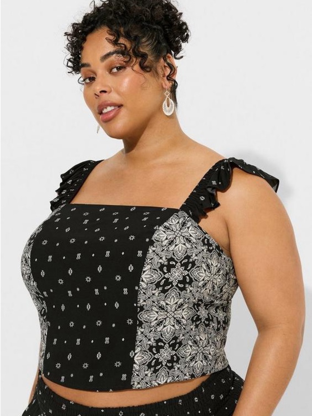 NWT Torrid Challis Smocked Ruffle Trim Top | Size 3X | Boho | Coastal Cowgirl - Picture 1 of 7